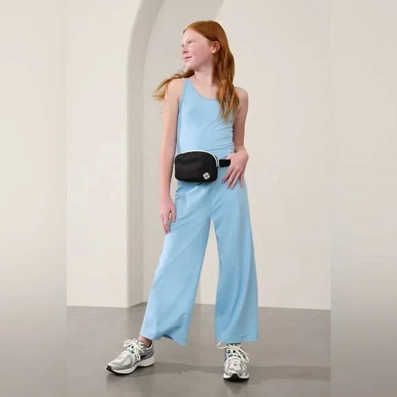 NWT Athleta Girl Stash Your Treasures Dayflower Blue Jumpsuit Size XXL/16. - Picture 1 of 6